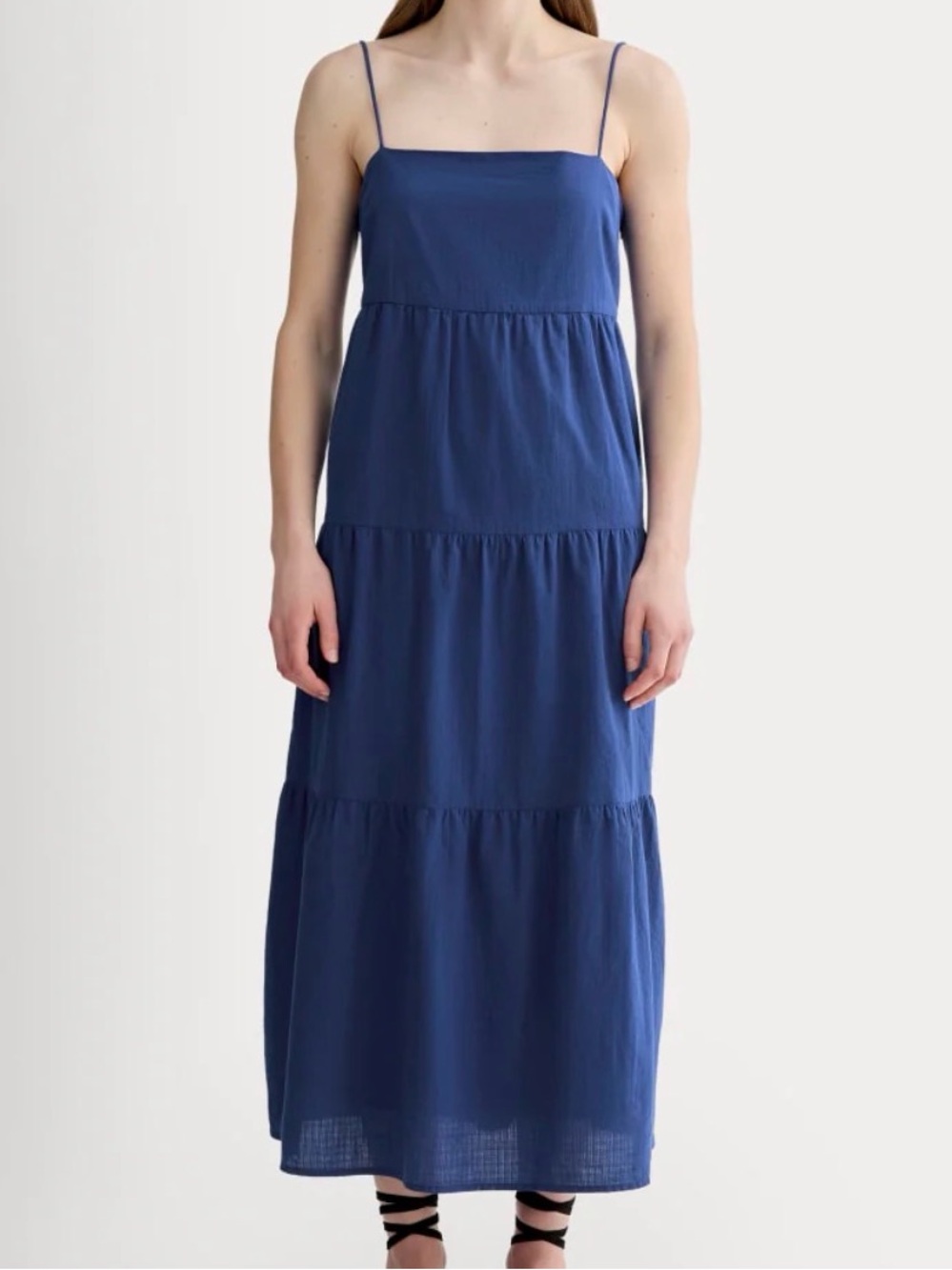 NWT Everlane gauze tiered dress marine blue